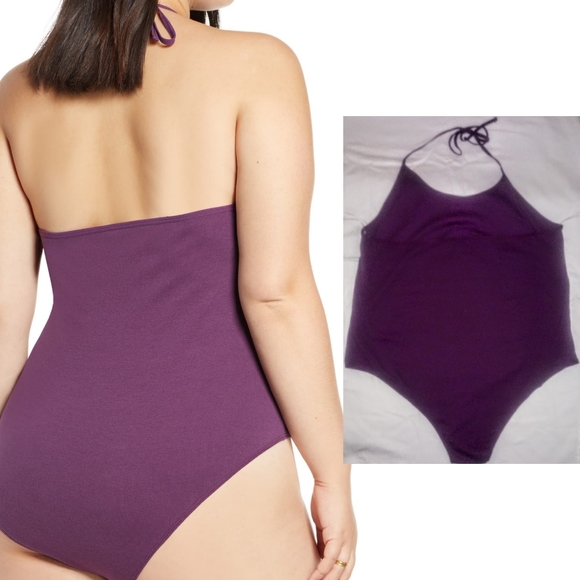 BP Purple Tie-neck Ribbed Halter Bodysuit, NWOT - Picture 2 of 3